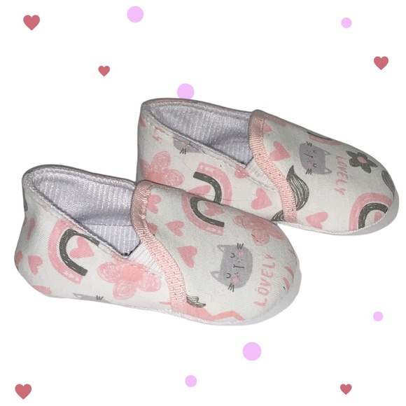 Baby Girls 6-9mon Kitty and Rainbow non-slip Slippers - Picture 2 of 3